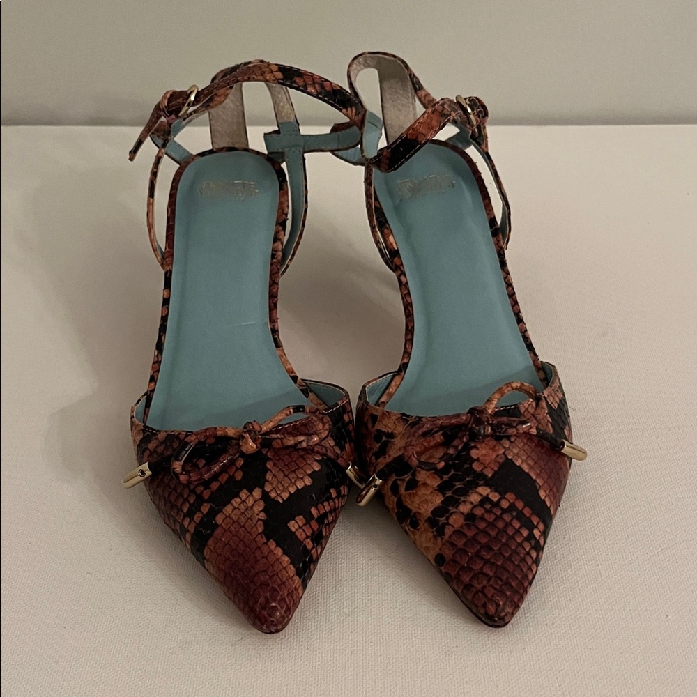 Frances Valentine Alister Women's Pink Snakeskin Patterned Heels